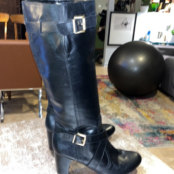 Te Casan Shoes - Te' Casan by Fay Baldock Fenny Black Leather Pull on (No Zipper) Knee Boots 42
